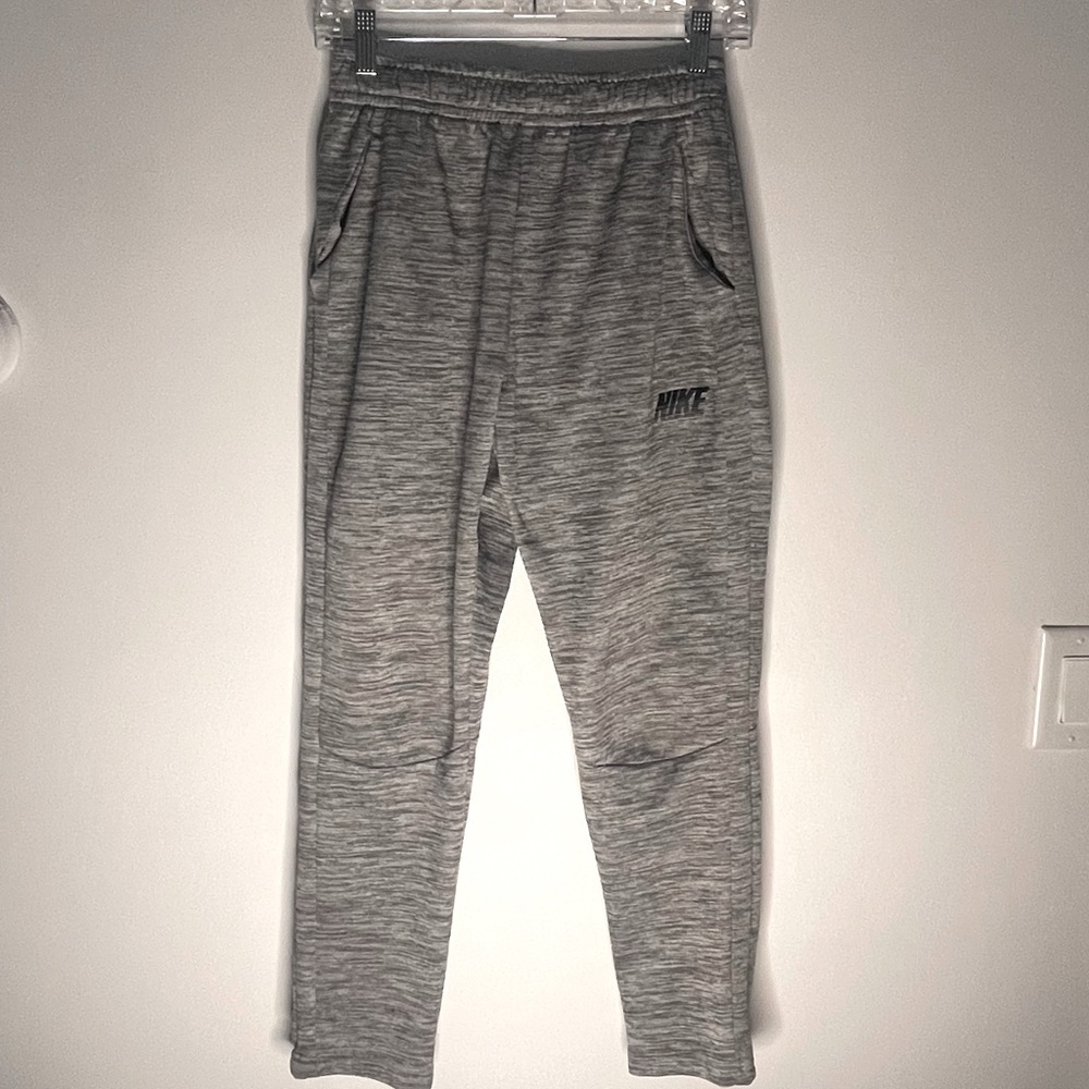 Nike Gray Dri-Fit Sweatpants with Drawstring Boys Size XL Black Nike Emblem